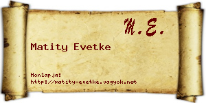 Matity Evetke névjegykártya